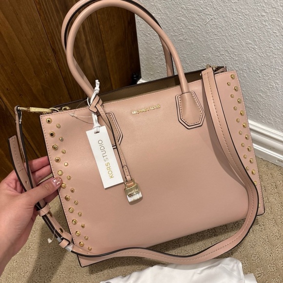 Michael Kors Handbags - Michael Kors Blush Pink Studded Satchel